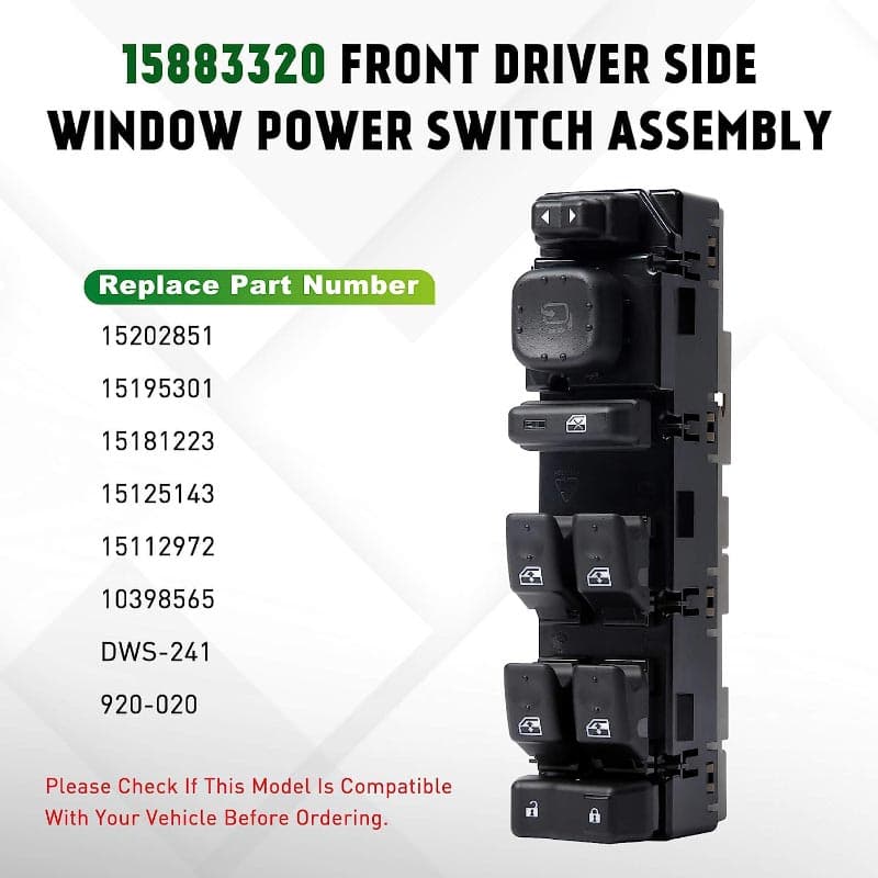 15883320 Front Driver Side Window Master Power Switch